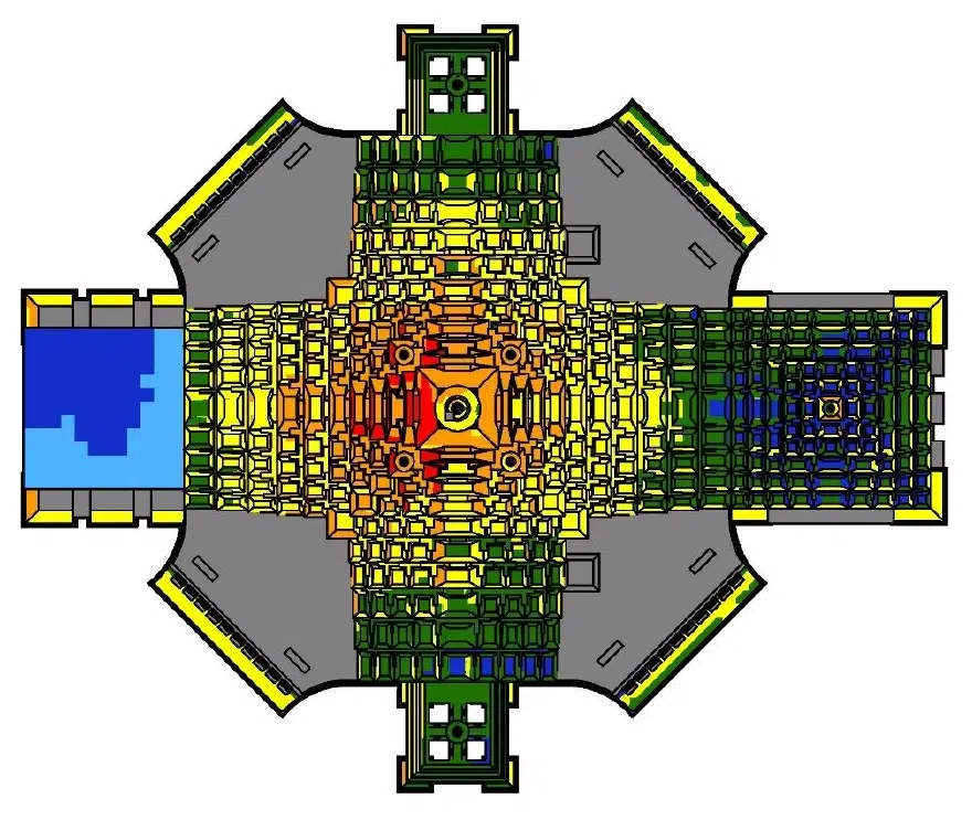 Image Showing Roof Plan Drawing with Pressure Contours