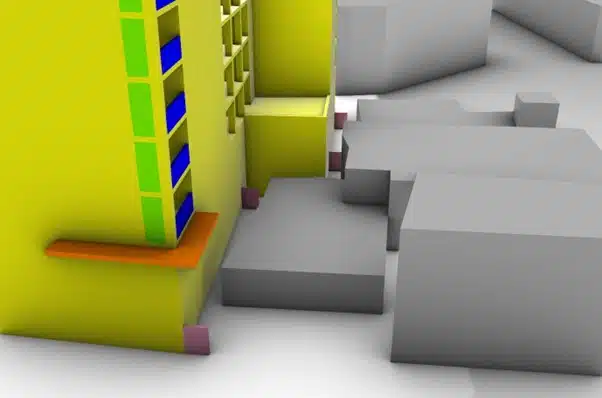 An example of wind mitigation being tested using a CFD model