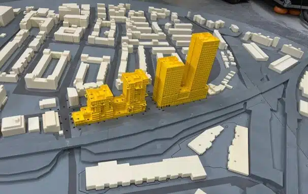 Pedestrian Wind Environment Wind Tunnel Model Showing Probe Locations